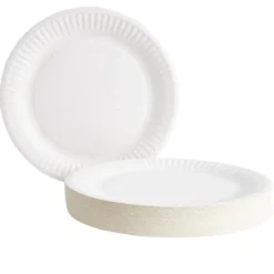 Lot de 50 assiettes en carton blanc Ø18 cm
