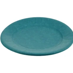 Lot de 10 assiettes en carton bleu canard Ø18 cm