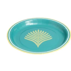 Lot de 10 assiettes en carton bleu bordure dorée Ø23cm
