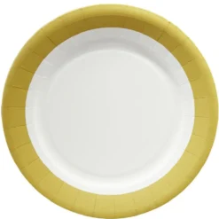Lot de 10 assiettes en carton Ø23 cm doré