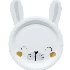 Lot de 10 assiettes en carton design lapin de Pâques