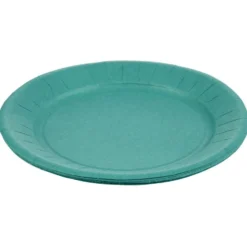 Lot de 10 assiettes en carton vert émeraude Ø23 cm