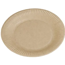 Lot de 50 assiettes plates rondes en carton kraft marron