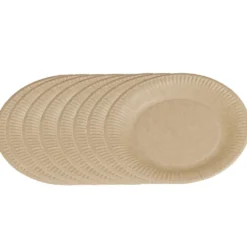 Lot de 50 assiettes plates rondes en carton kraft marron