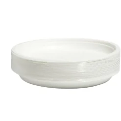 Lot de 50 assiettes plates réutilisables plastique blanc