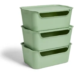 Lot de 3 boîtes de rangement 15L avec couvercle plastique 39x25xH16cm