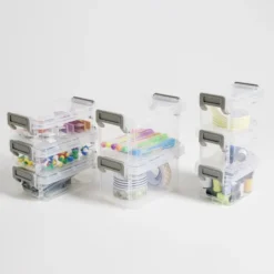 Lot de 8 boîtes de rangement 3 tailles plastique transparent - 2 modèles