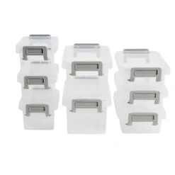 Lot de 8 boîtes de rangement 3 tailles plastique transparent - 2 modèles