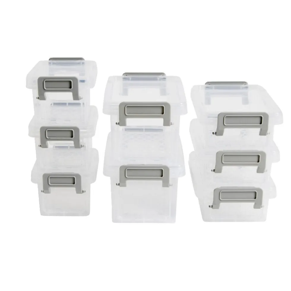 Lot de 8 boîtes de rangement 3 tailles plastique transparent - 2 modèles