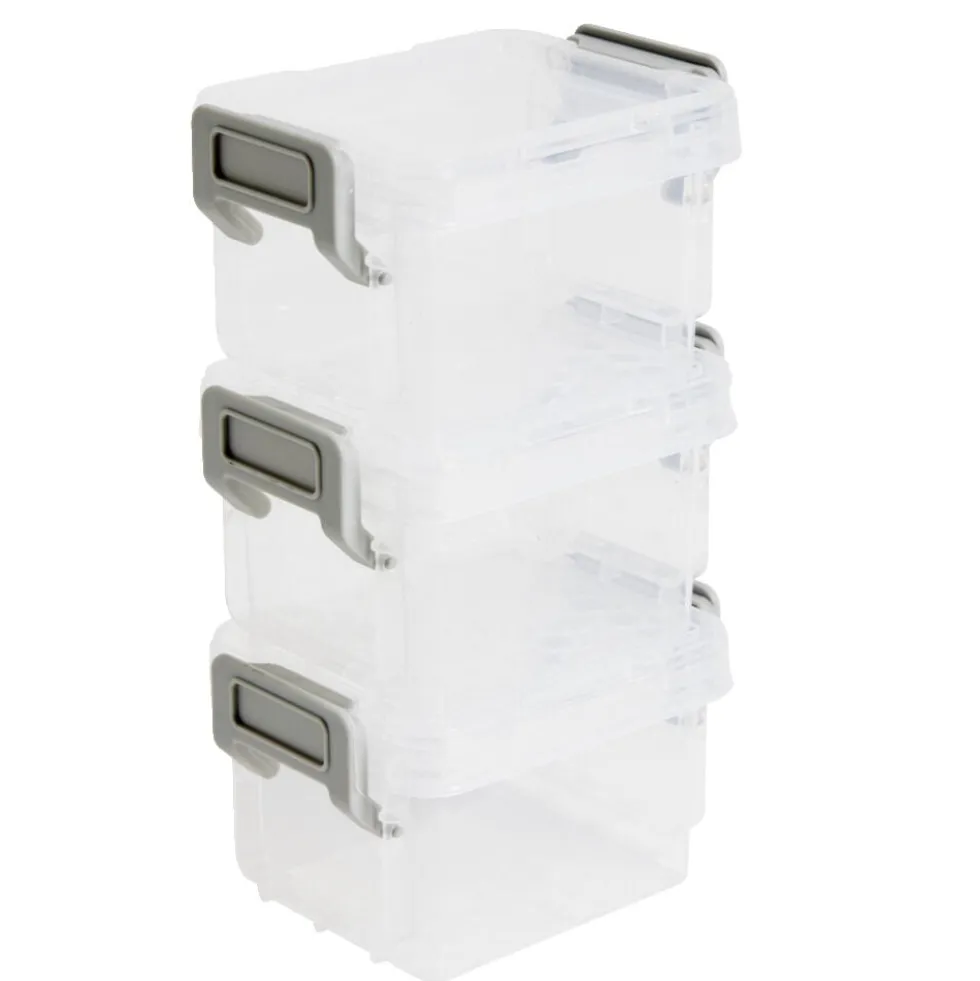 Lot de 8 boîtes de rangement 3 tailles plastique transparent - 2 modèles