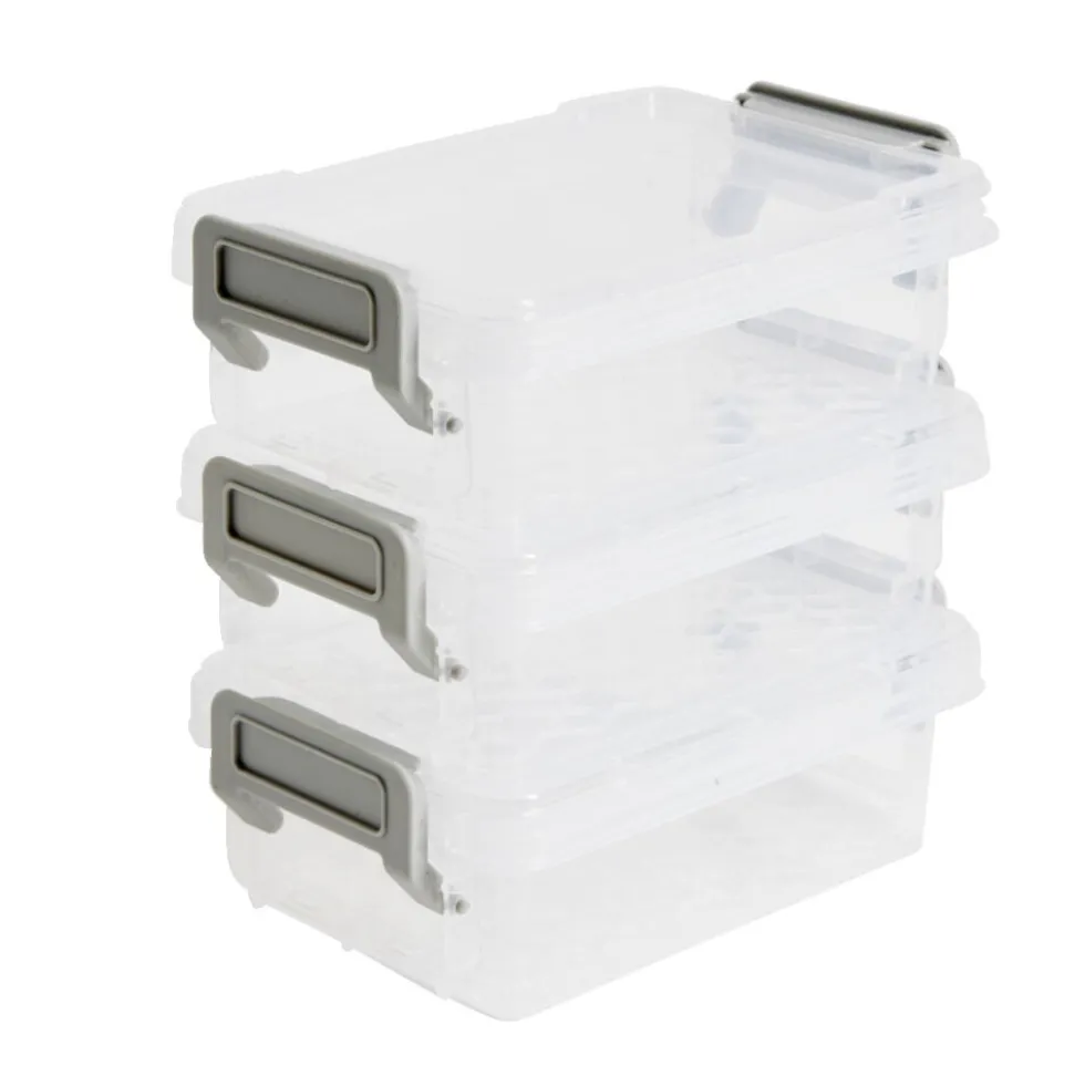 Lot de 8 boîtes de rangement 3 tailles plastique transparent - 2 modèles