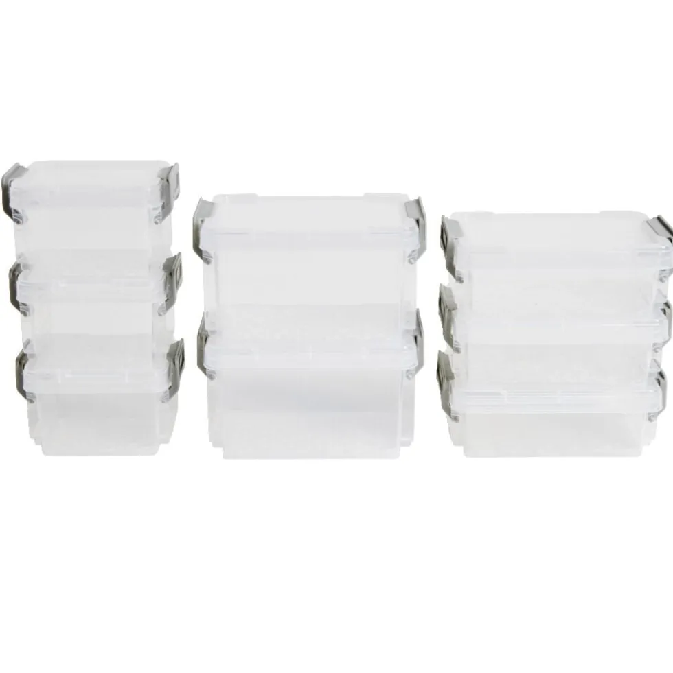 Lot de 8 boîtes de rangement 3 tailles plastique transparent - 2 modèles