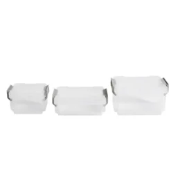Lot de 8 boîtes de rangement 3 tailles plastique transparent - 2 modèles