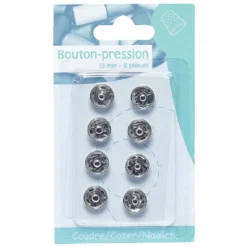 Lot de 8 boutons pression à coudre en métal