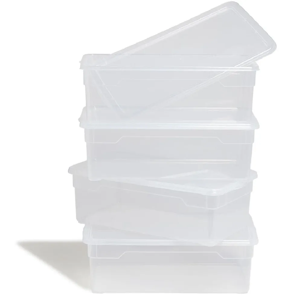 Lot de 4 box 11L plastique transparent