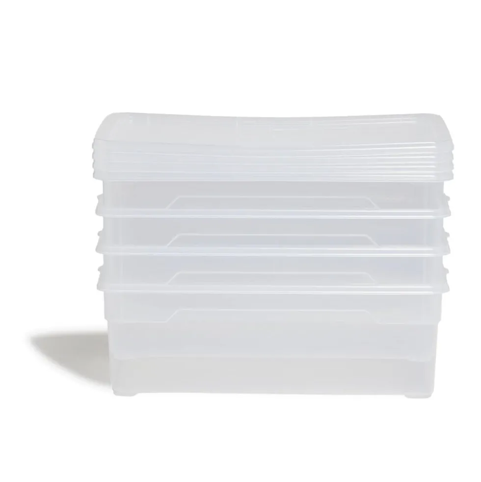 Lot de 4 box 11L plastique transparent