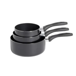 Lot de 3 casseroles tous feux sauf induction aluminium noir Ø14/16/20cm
