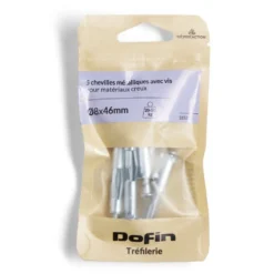 Lot de 5 chevilles métal avec vis Ø8x46mm charge 30kg