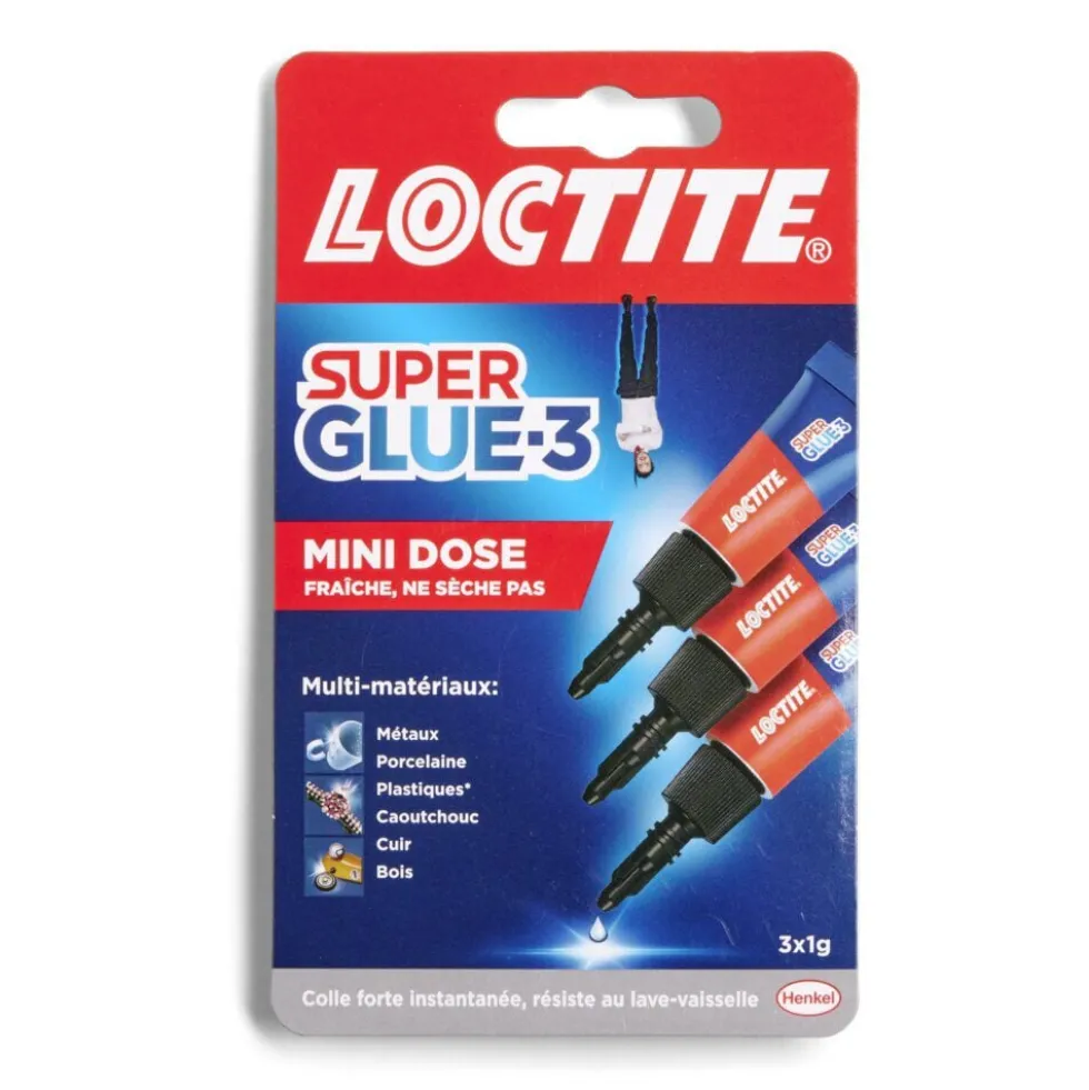 Lot de 3 colles instantanées Superglue-3 Loctite mini dose 1g