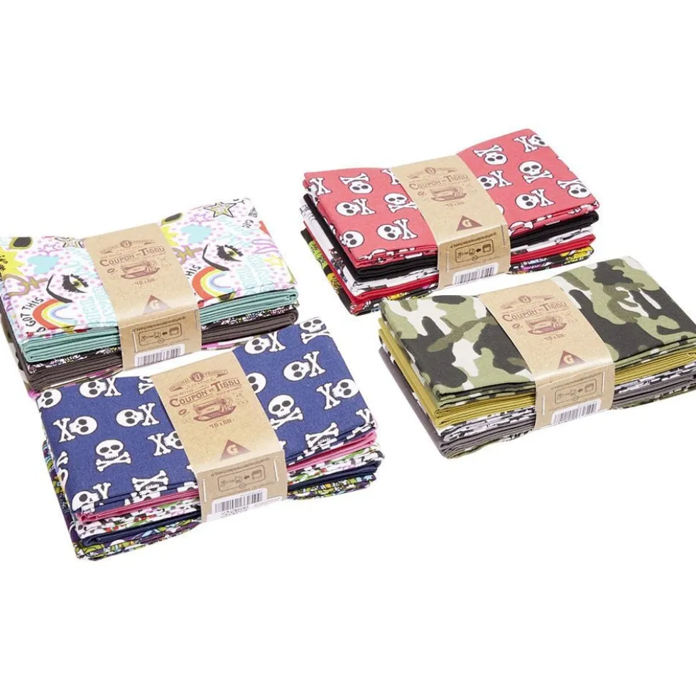 Lot de 5 coupons de tissu ado 100% coton 55x45cm