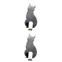 Lot de 2 crochet adhésifs forme chat en métal 3x5cm