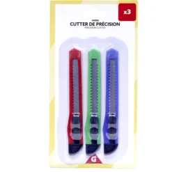 Lot de 3 cutters de précision vert/bleu/rouge