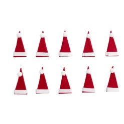 Lot de 10 décorations de table forme bonnet de Père Noël H6cm