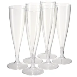 Lot de 6 flûtes 140ml plastique transparent Ø5xH18cm