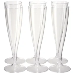 Lot de 6 flûtes 140ml plastique transparent Ø5xH18cm