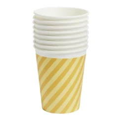 Lot de 8 gobelets rayé orange et jaune carton 24cl