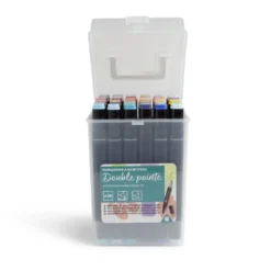 Lot de 36 marqueurs à base d'eau double pointe plastique noir + 3 ans