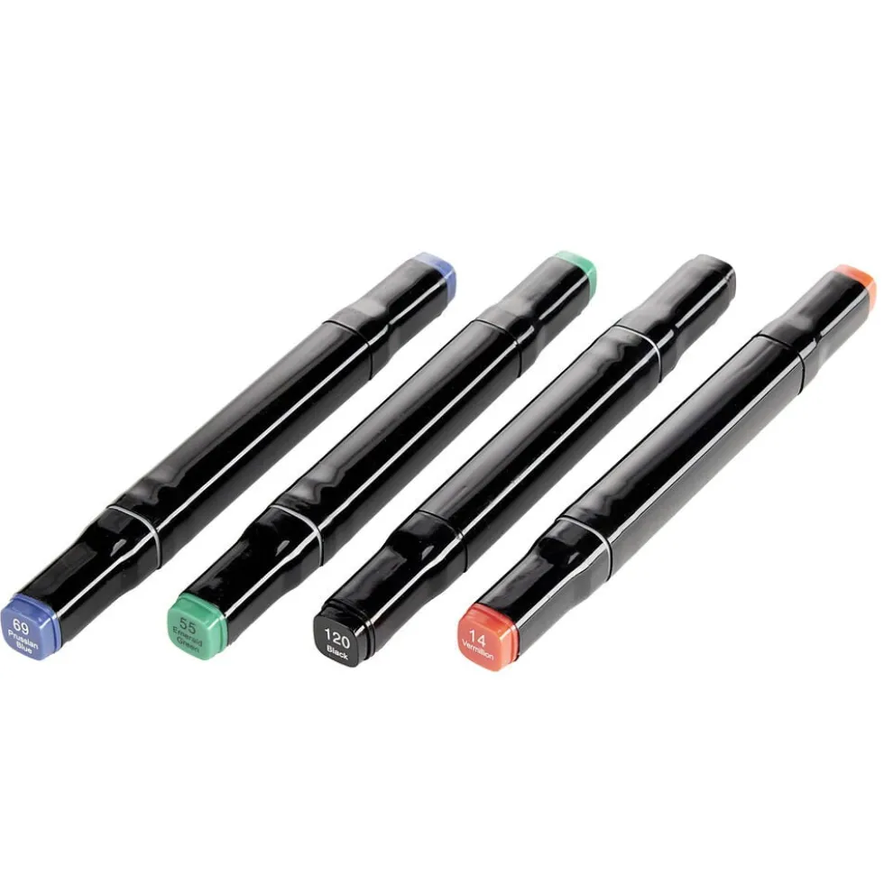 Lot de 4 marqueurs double pointe 4 couleurs L15cm