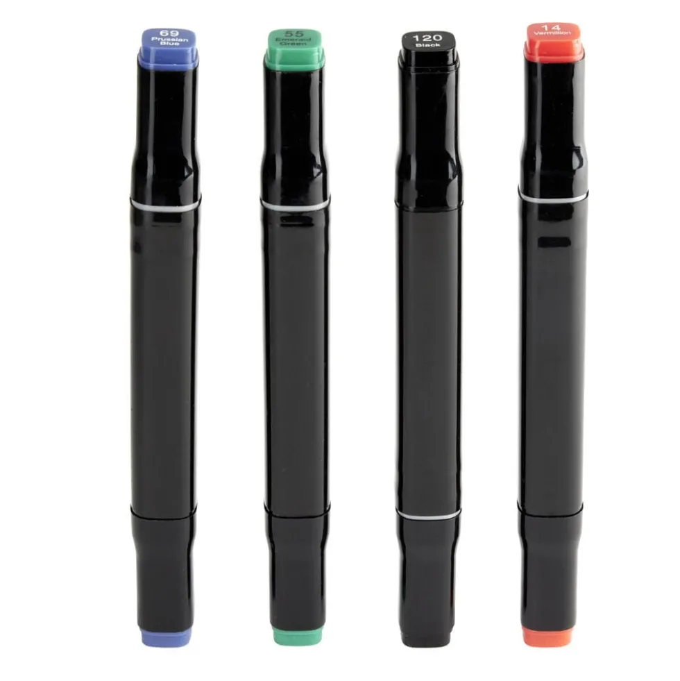 Lot de 4 marqueurs double pointe 4 couleurs L15cm
