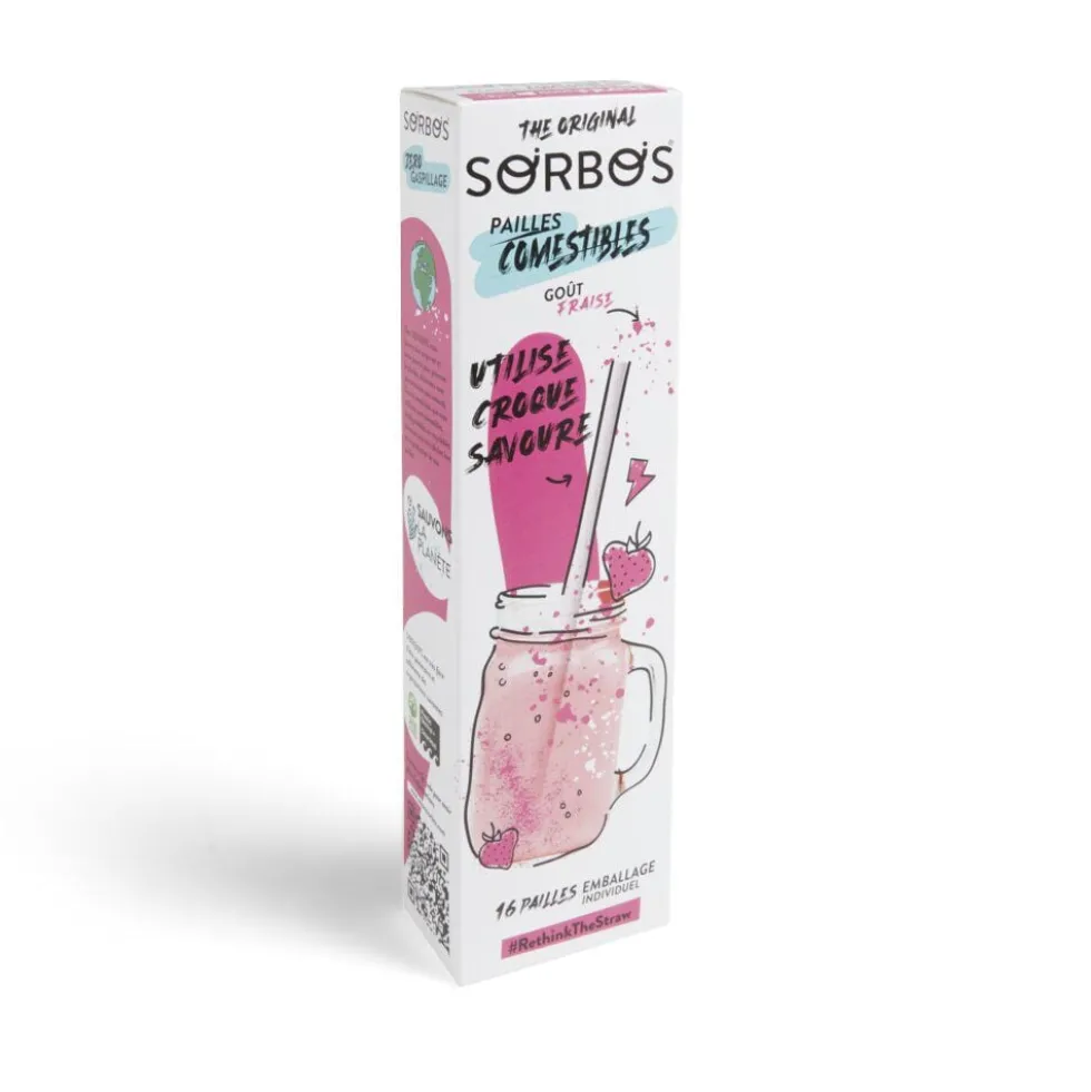 Lot de 6 pailles comestibles goût fraise
