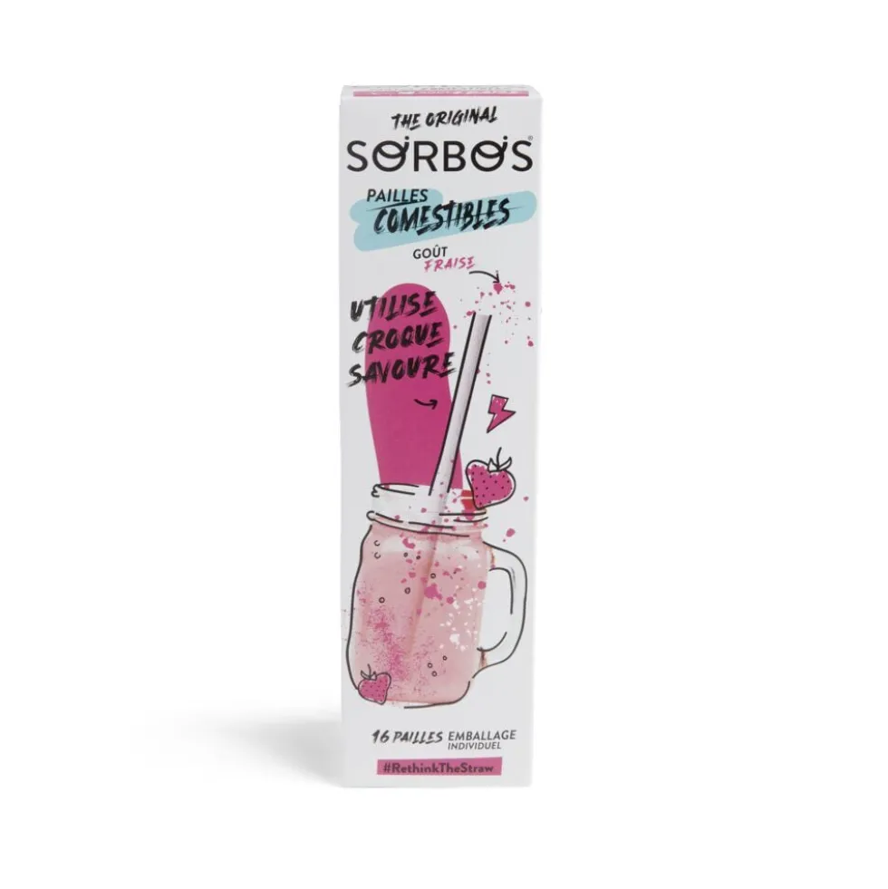 Lot de 6 pailles comestibles goût fraise