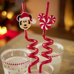 Lot de 4 pailles Disney spirale plastique réutilisable rouge L26,5cm