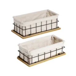 Lot de 2 panières métal et bois