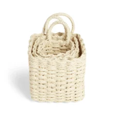 Lot de 3 panières tressées rangement salle de bain