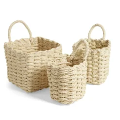 Lot de 3 panières tressées rangement salle de bain