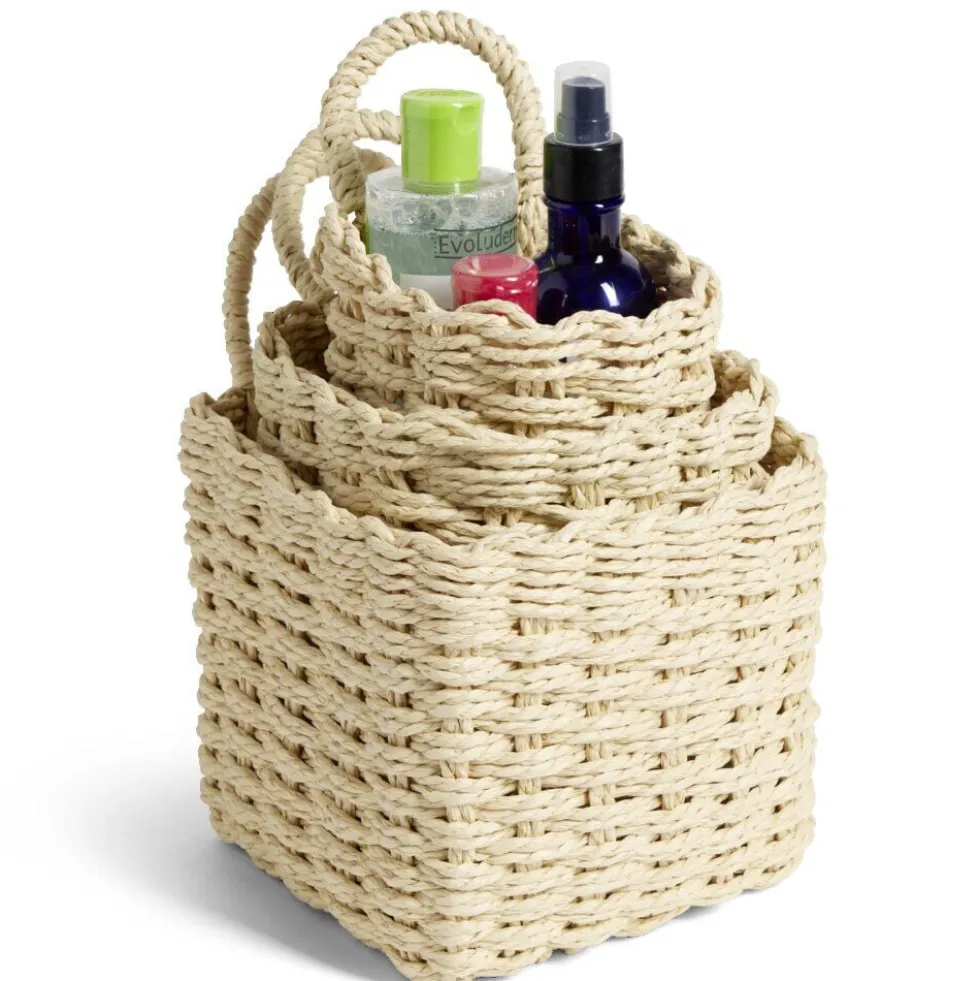 Lot de 3 panières tressées rangement salle de bain