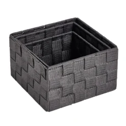 Lot de 3 panières tressées 3 tailles - 2 modèles gris clair ou foncé