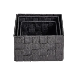 Lot de 3 panières tressées 3 tailles - 2 modèles gris clair ou foncé