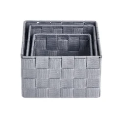 Lot de 3 panières tressées 3 tailles - 2 modèles gris clair ou foncé