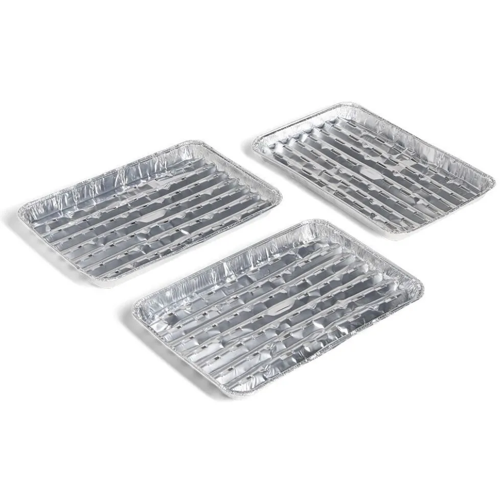 Lot de 3 plaques de cuisson pour barbecue en aluminium