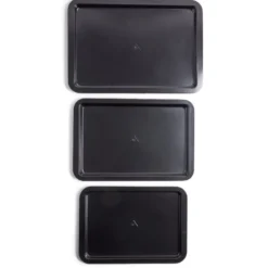 Lot de 3 plaques à four métal noir 38/43/48x29cm