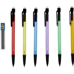 Lot de 6 portes mines HB 0,7mm avec 12 recharges