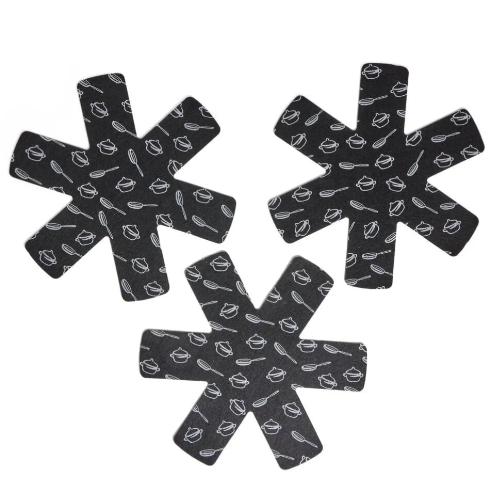 Lot de 3 protège-poêles Ø38cm polyester noir ou gris