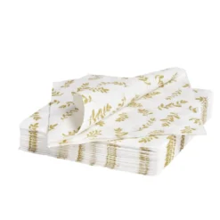 Lot de 20 serviettes en papier blanc motif confetti doré 40x40cm