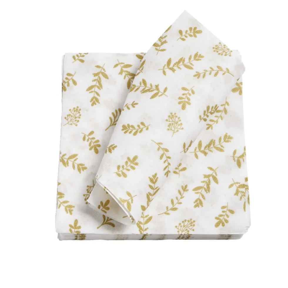 Lot de 20 serviettes en papier blanc motif confetti doré 40x40cm