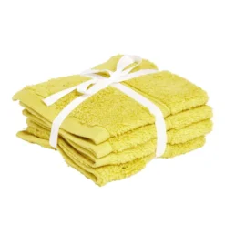 Lot de 4 serviettes invité coton jaune et noir 30x30cm